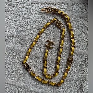 Chanel Gold and yellow leather vintage chain belt